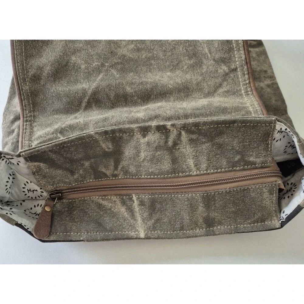 Myra Bag Large Canvas Leather Distressed Upcycled Chateau Backpack S-1004